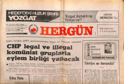 Hergün Gazetesi 15 Ağustos 1980 - Komünistler Bir Bayramı Daha Buladı ! GZ69004 - 2