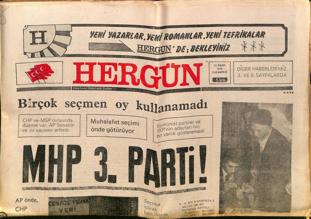 Hergün Gazetesi 15 Ekim 1979 - Arafat, Ecevit'e 