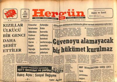 Hergün Gazetesi 15 Haziran 1977 - Kızıllar Ülkücü Bir Genci Daha Şehit Ettiler GZ69010 - 1