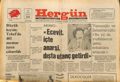 Hergün Gazetesi 15 Haziran 1978 - Büyük Kıyım Tekelde 463 Memur İşten Çıkarıldı GZ88599 - 1