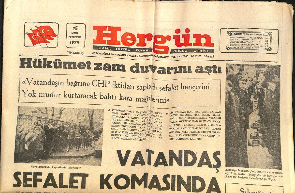Hergün Gazetesi 15 Mart 1979 - Adana'da Ülkücüler Tarandı - Maria Rita Epik'in Ağzını Bıçak Açmıyor GZ151718 - 1