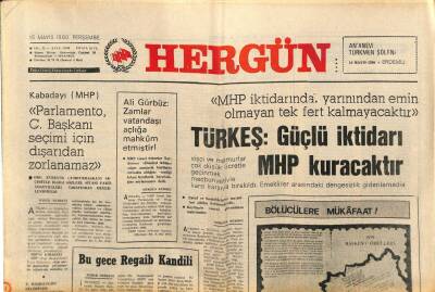 Hergün Gazetesi 15 Mayıs 1980 - Türkiye ABD Tesisleri Konusunda Rapor Hazırlandı GZ87661 - 1