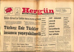 Hergün Gazetesi 15 Temmuz 1977 - Türkeş Esir Türkler İnsanca Yaşayabilmeli GZ66464 - 1