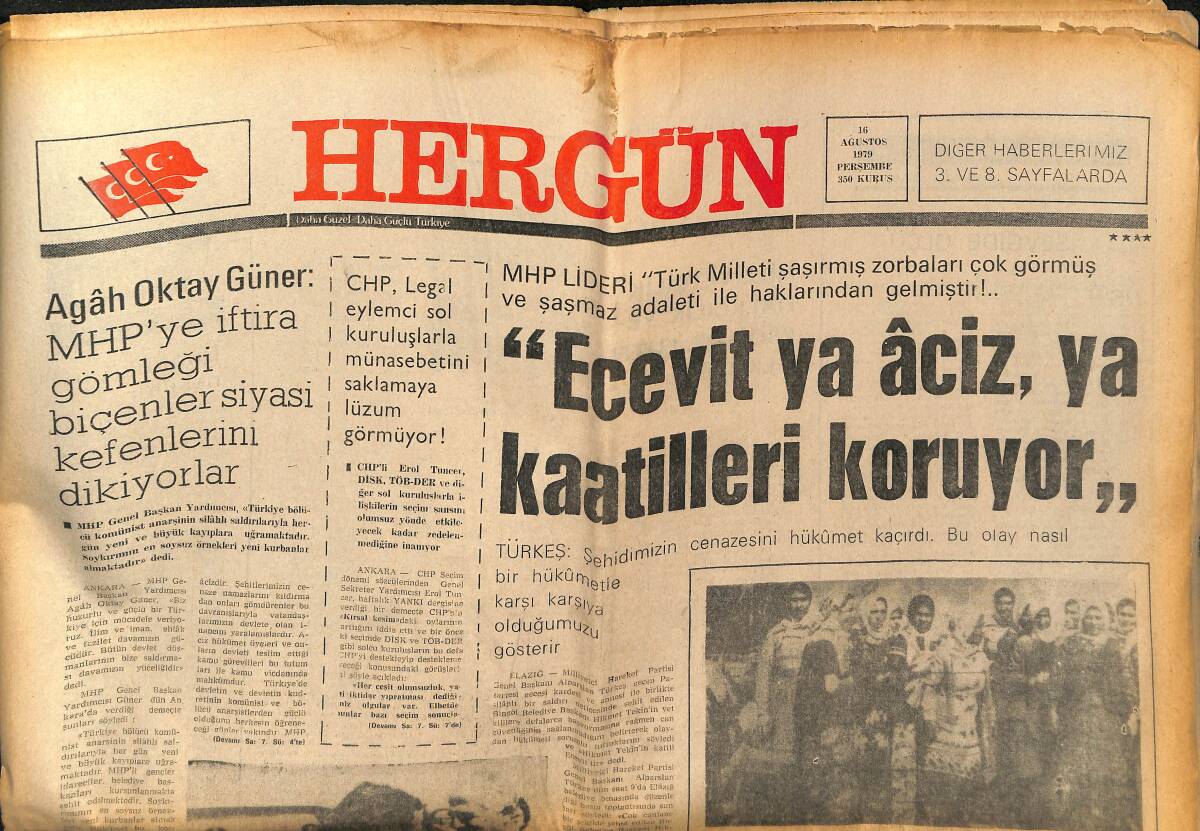 Hergün Gazetesi 16 Ağustos 1979 - FKT'nin Büro Açması İle İlgili Anlaşma Ankara'da İmzalandı GZ149185 - 1
