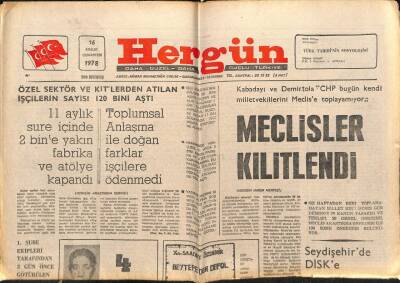 Hergün Gazetesi 16 Aralık 1978 - Meclisler Kilitlendi GZ66350 - 2