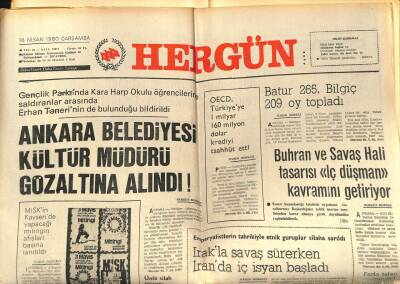 Hergün Gazetesi 16 Nisan 1980 - Ankara Belediyesi Kültür Müdürü Gözaltına Alındı ! GZ87307 - 1