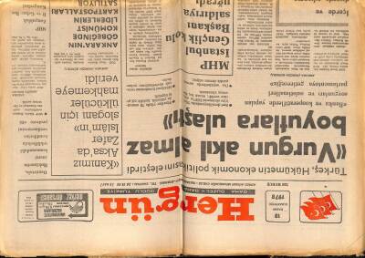 Hergün Gazetesi 18 Kasım 1978 - Türkeş Vurgun Akıl Almaz Boyutlara Ulaştı GZ66352 - 1