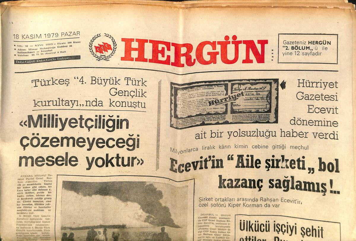 Hergün Gazetesi 18 Kasım 1979 - Tüsiad : Ekonomik Krizi Anlatacak İmkanlar Var - Demirel Tahkikat Açtırdı GZ149171 - 1