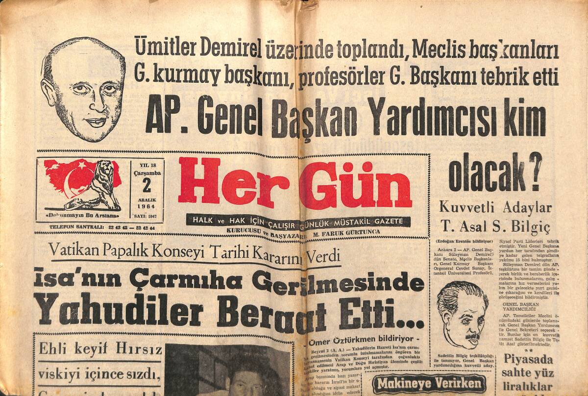 Hergün Gazetesi 2 Aralık 1964 - Denizcilik Bankasının 4 Milyon Lirası Ne Olacak ? GZ151830 - 1