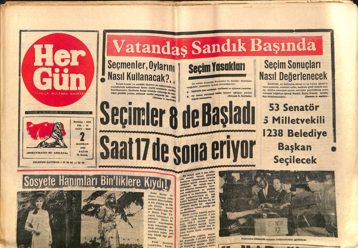 Hergün Gazetesi 2 Haziran 1968 - Yeşilçam'ın Efendi Aktörü Önder Şomer - Claudia Cardinale Şöhrete Doymuş GZ151741 - 1