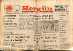 Hergün Gazetesi 2 Kasım 1978 - Türkeş Jurgen Roth Azılı Türk Düşmanıdır GZ66353 - 1