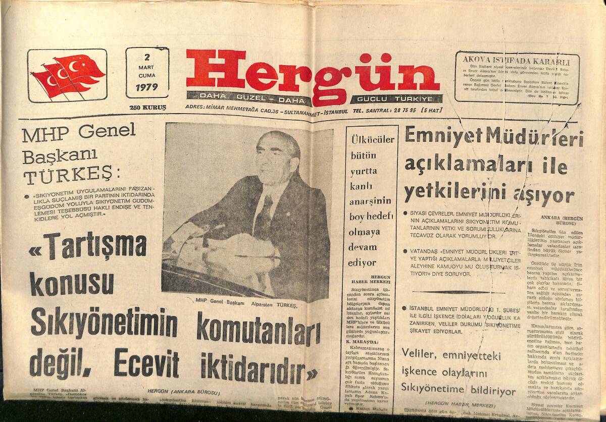 Hergün Gazetesi 2 Mart 1979 - Seydişehir'de DİSK'liler Milliyetçi İşçilere Saldırdı - Dünyadan Habersiz TRT GZ151805 - 1