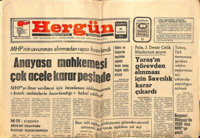 Hergün Gazetesi 21 Haziran 1976 - Anayasa Mahkemesi Çok Acele Karar Peşinde GZ66320 - 2