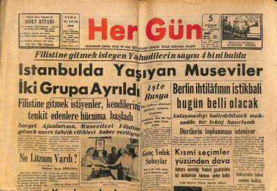Hergün Gazetesi 22 Ekim 1948 - İstanbulda Yaşıyan Museviler İki Gruba Ayrıldı - Ankarada Taksi Zammı Kalktı GZ93387 - 1