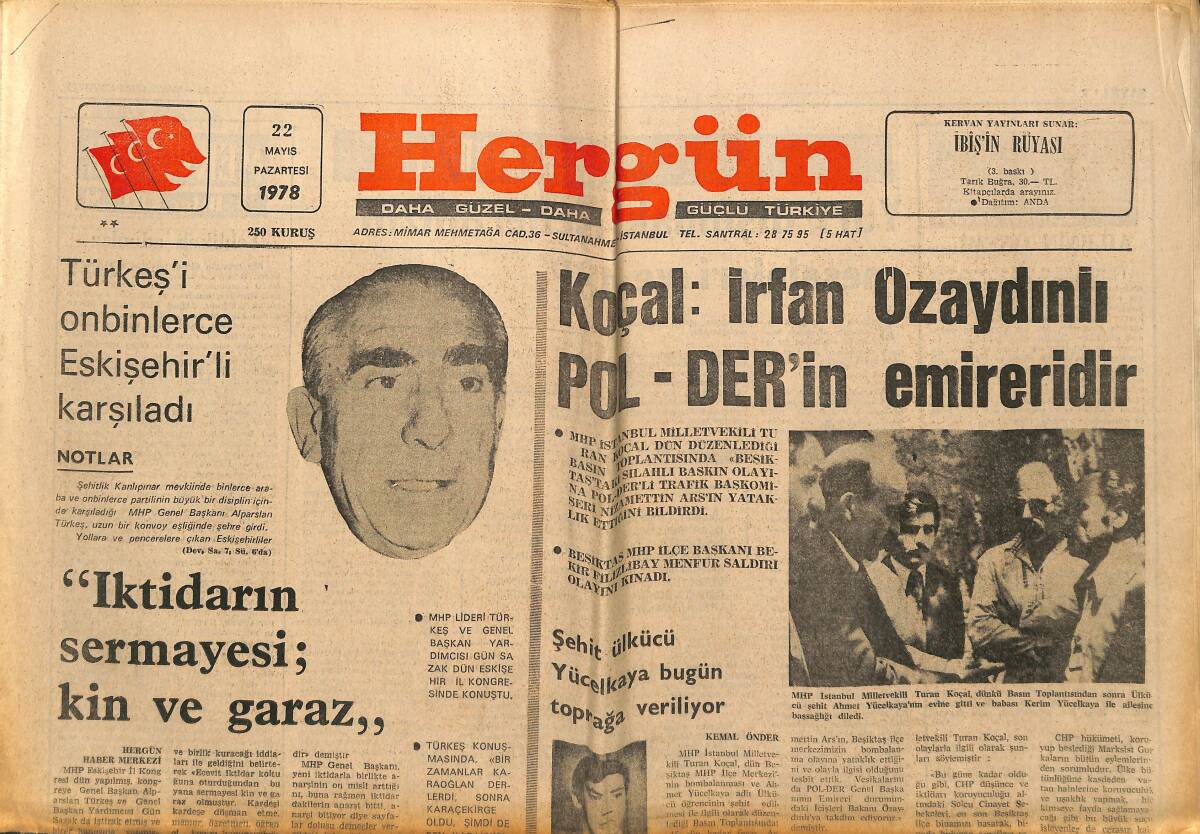 Hergün Gazetesi 22 Mayıs 1978 - Türkeş'i Onbinlerce Eskişehir'li Karşıladı - Arabalar Kuyrukta Akaryakıt Yok GZ151872 - 1