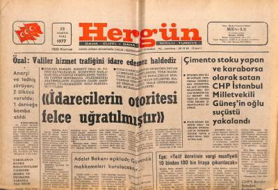 Hergün Gazetesi 23 Ağustos 1977 - ÖzalValiler Hizmet Trafiğini İdare Edemez Haldedir GZ103688 - 1