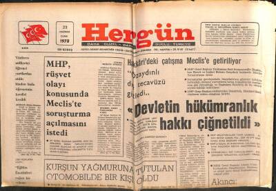 Hergün Gazetesi 23 Haziran 1978 - MHP Rüşvet Olayı Konusunda Mecliste Soruşturma Açılmasını İstedi GZ103722 - 2