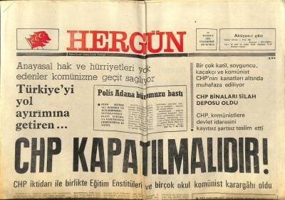 Hergün Gazetesi 23 Temmuz 1979 - CHP Kapatılmalıdır GZ104133 - 1