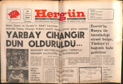 Hergün Gazetesi 24 Haziran 1978 - Yarbay Cihangir Dün Öldürüldü GZ103723 - 2