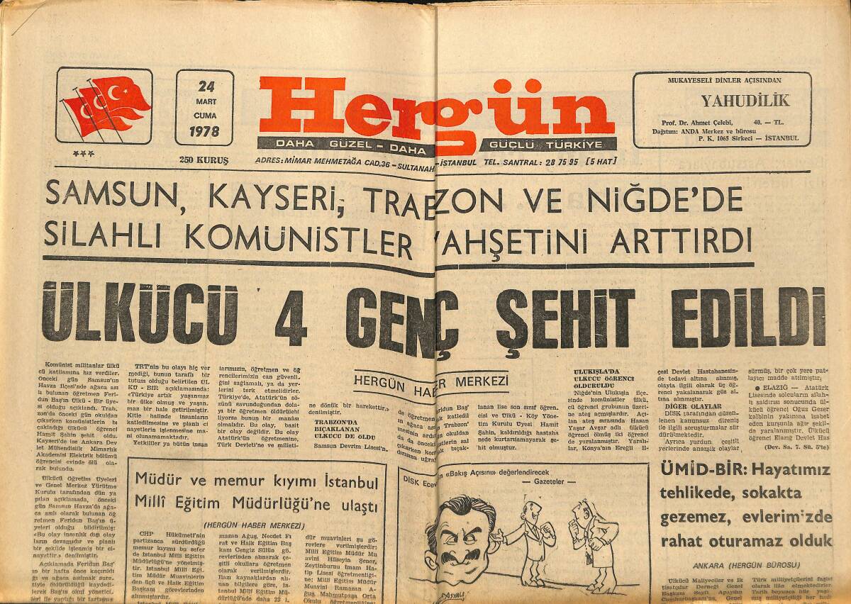 Hergün Gazetesi 24 Mart 1978 - Küçük Çekmece'de POL-DER'li Polislerin , Ülkücüler Üzerinde Baskısı Yoğunlaşıyor GZ151875 - 1