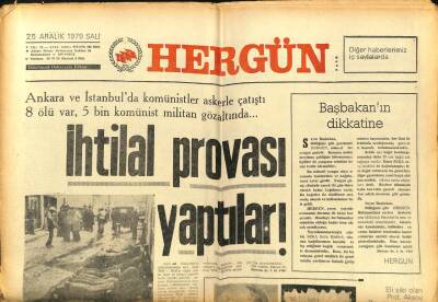 Hergün Gazetesi 25 Aralık 1979 - İhtilal Provası Yaptılar GZ104002 - 1