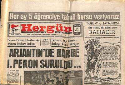 Hergün Gazetesi 25 Mart 1976 - Arjantinde Darbe İ. Peron Sürüldü GZ66322 - 1