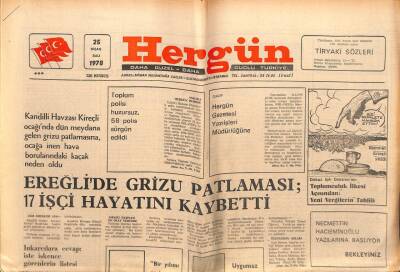 Hergün Gazetesi 25 Nisan 1978 - Ereğlide Grizu Patlaması,17 İşçi Öldü GZ103764 - 1