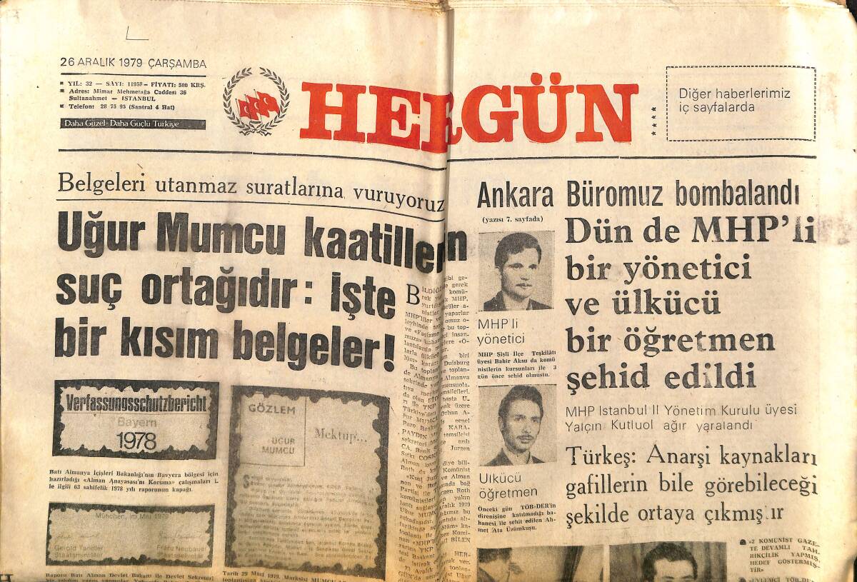 Hergün Gazetesi 26 Aralık 1979- Uğur Mumcu Katillerin Suç Ortağıdır - Sedat, Humeyni'yi Gerçek Bir Çılgın Olarak Nitelendirdi GZ151777 - 1