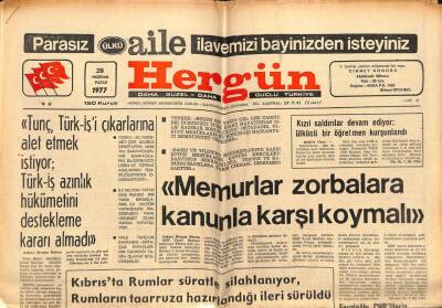 Hergün Gazetesi 26 Haziran 1977 - Kıbrısta Rumlar Süratle Silahlanıyor GZ66309 - 2
