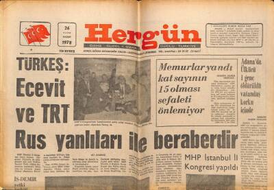 Hergün Gazetesi 26 Kasım 1978 - Türkeş,Ecevit Ve TRT Rus Yanlıları İle Beraberdir GZ66438 - 1