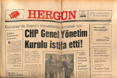 Hergün Gazetesi 27 Ekim 1979 - CHP Genel Yönetim Kurulu İstifa Etti GZ103646 - 2