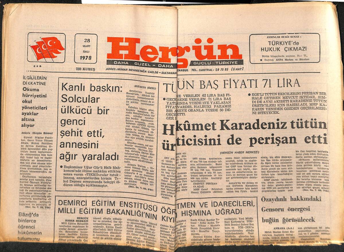 Hergün Gazetesi 28 Mart 1978 - Sümerbank Mamüllerine Yüzde 60 Zam Yapıldı GZ151819 - 1