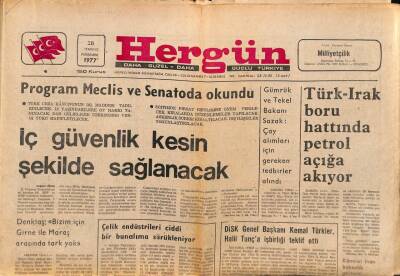 Hergün Gazetesi 28 Temmuz 1977 - Türk-Irak Boru Hattında Petrol Açığa Akıyor GZ90218 - 1