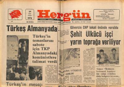 Hergün Gazetesi 29 Ekim 1978 - Türkeş Almanyada GZ66338 - 2