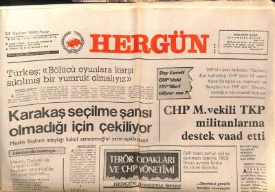 Hergün Gazetesi 29 Haziran 1980 - Cahit Karakaş Çekiliyor GZ103633 - 2