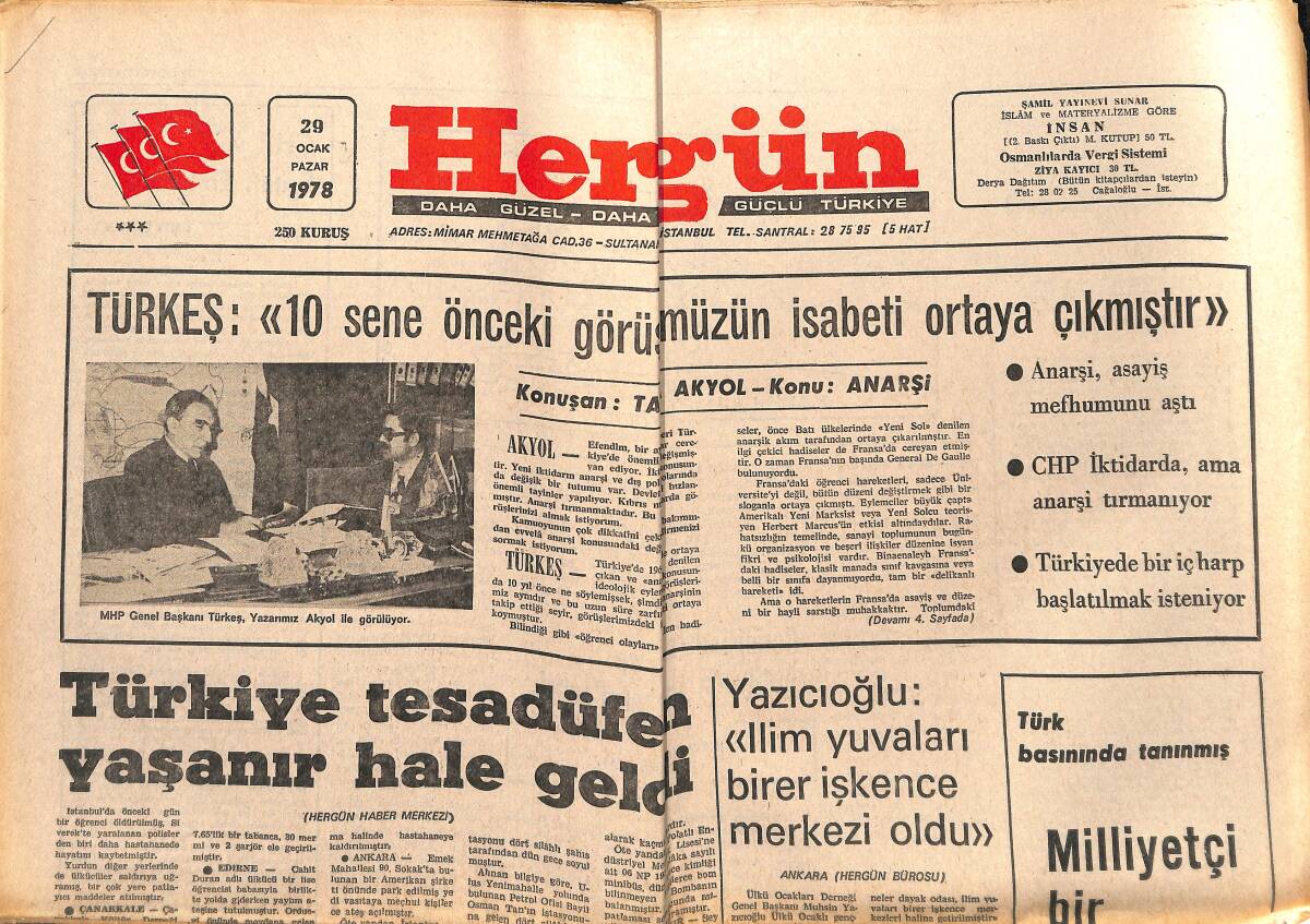Hergün Gazetesi 29 Ocak 1978 - Uğur Güçlü'nün Katili Sabıkalı Selahattin Güçlü Yakalandı - Türkiye Tesadüfen Yaşanır Hale Geldi GZ151818 - 1