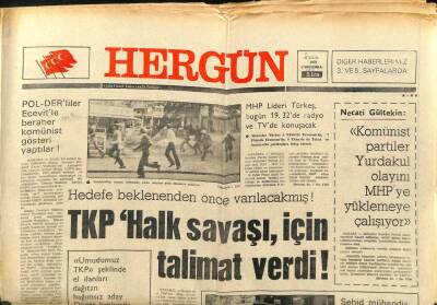 Hergün Gazetesi 3 Ekim 1979 - TKP Halk Savaşı İçin Talimat Verdi GZ104011 - 1