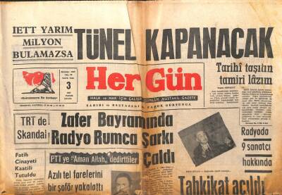Hergün Gazetesi 3 Eylül 1967 - Zafer Bayramında Rumca Şarkı Çalındı GZ103605 - 2