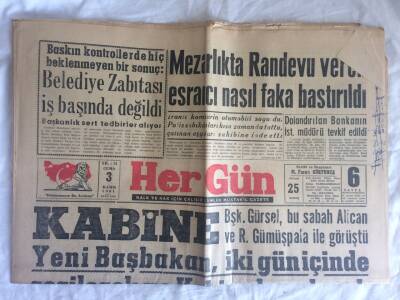 Hergün Gazetesi 3 Kasım 1961 - Üç Parti İstanbulda Yeni Başkan Seçecek GZ73383 - 1