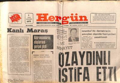 Hergün Gazetesi 3 Ocak 1979 - İçişleri Bakanı Özaydınlı İstifa Etti GZ103732 - 2