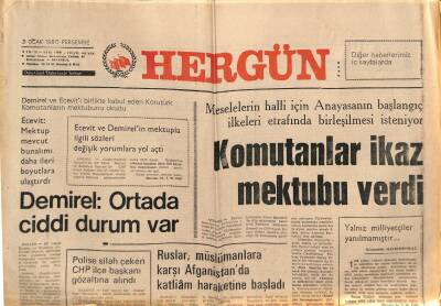 Hergün Gazetesi 3 Ocak 1980 - Ruslar , Müslümanlara Karşı Afganistanda Katliam Hareketine Başladı GZ80990 - 1