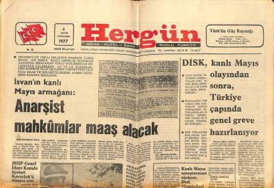 Hergün Gazetesi 4 Mayıs 1977 - Anarşist Mahkumlar Maaş Alacak GZ66312 - 2