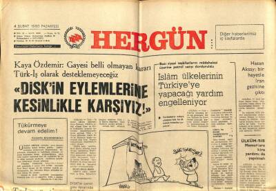 Hergün Gazetesi 4 Şubat 1980 - Komkar 50 Bin Kişiyi Almanyaya Yerleştirdi GZ87265 - 1
