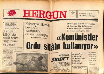 Hergün Gazetesi 5 Ağustos 1979 - Komünistler Ordu Silahı Kullanıyor GZ79452 - 1