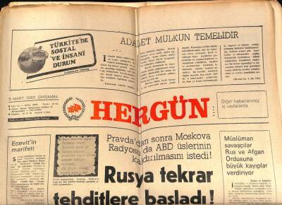 Hergün Gazetesi 5 Mart 1980 - Müslüman Savaşçılar Rus Ve Afgan Ordusuna Büyük Kayıplar Verdiriyor GZ72306 - 1