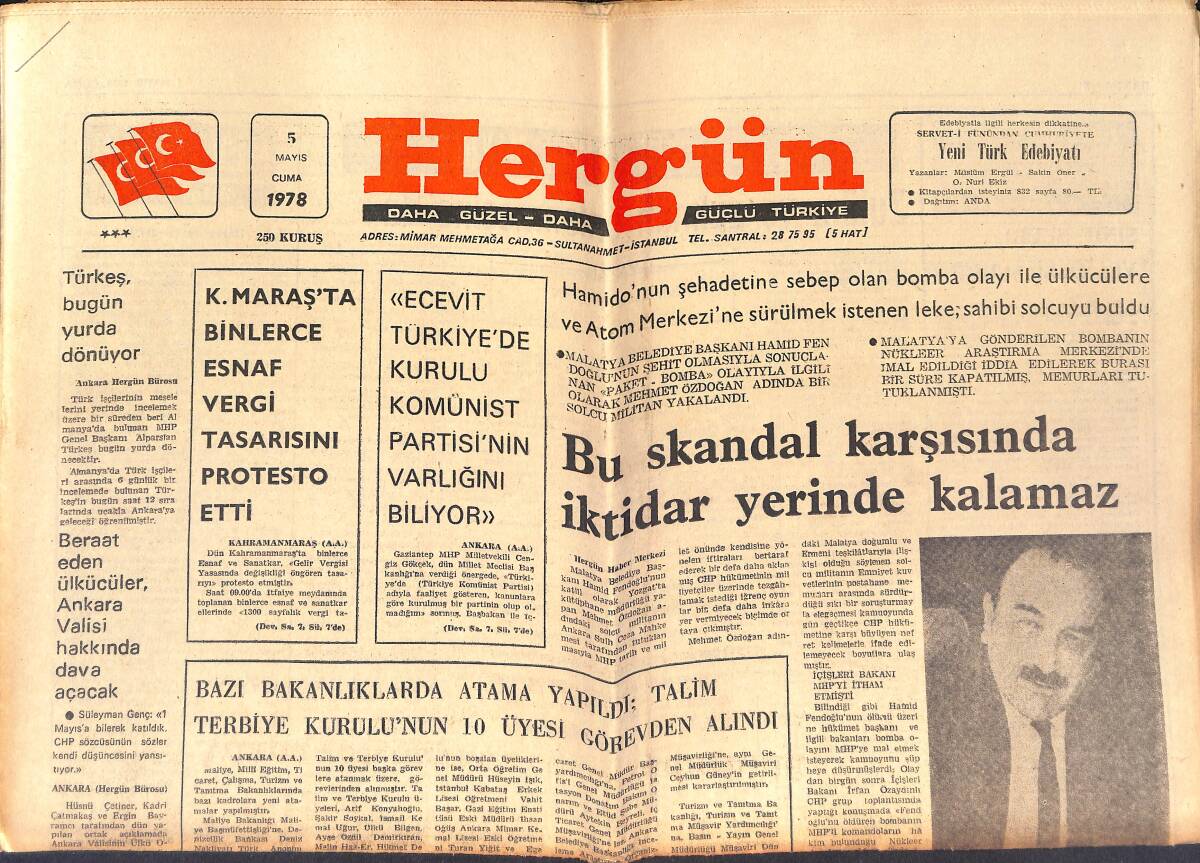 Hergün Gazetesi 5 Mayıs 1979 - Beraat Eden Ülkücüler, Ankara Valisi Hakkında Dava Açacak - Türk Güreşi Sofya'da Tartılıyor GZ151702 - 1