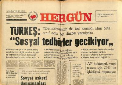 Hergün Gazetesi 5 Şubat 1980 - Vali Ayaz MHP İstanbul İl Merkezini Ziyaret Etti GZ87261 - 1