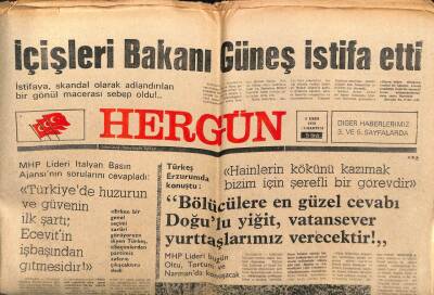 Hergün Gazetesi 6 Ekim 1979 - Hasan Fehmi Güneş İstifa Etti GZ103639 - 1