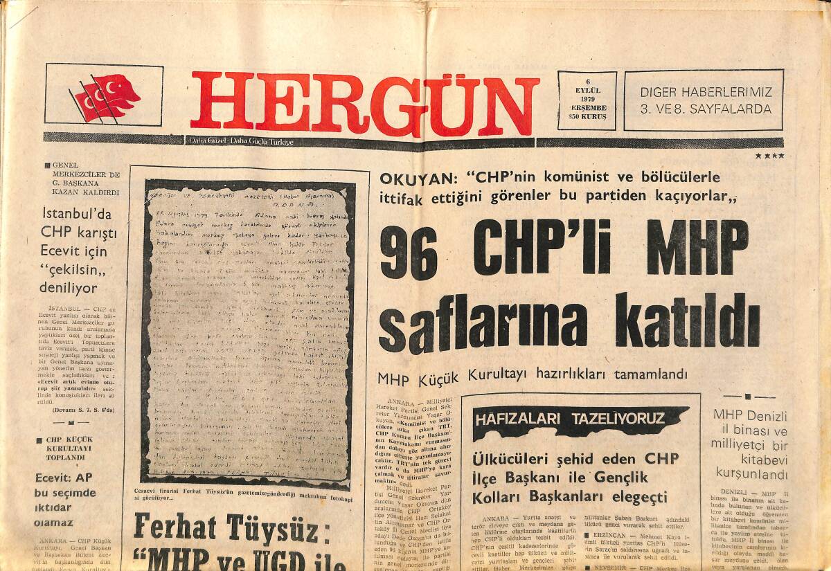 Hergün Gazetesi 6 Eylül 1979 - K.Maraş Duruşmasında Bir Avukat CHP Demek Devlet Demektir Dedi GZ151836 - 1