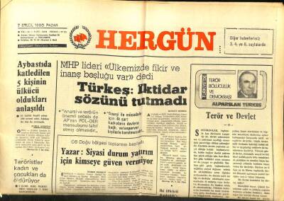 Hergün Gazetesi 7 Eylül 1980 - Türkeşİktidar Sözünü Tutmadı GZ104136 - 1